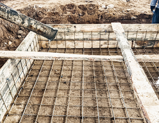 Rebar Framework Prepared by General Construction Contractor at Building Site